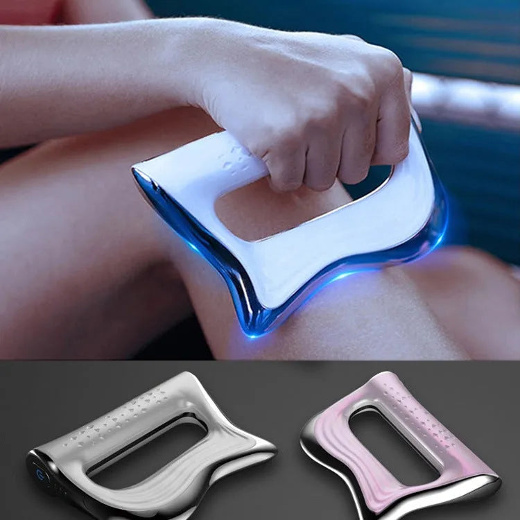 Rectangular natural resin muscle massager and scraping board on a flat surface.