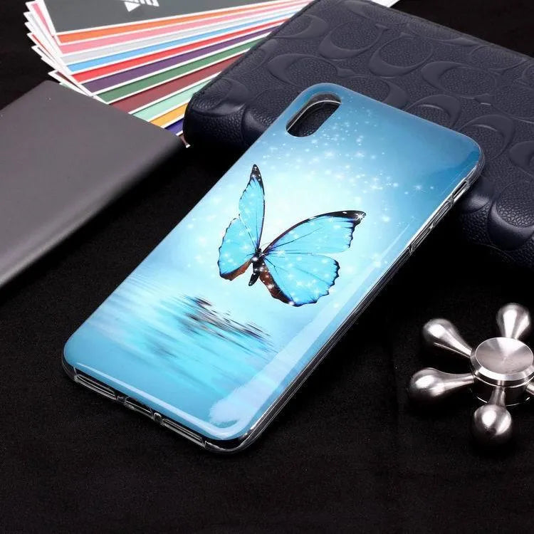 Luminous butterfly cartoon phone case for iPhone with glow-in-dark feature