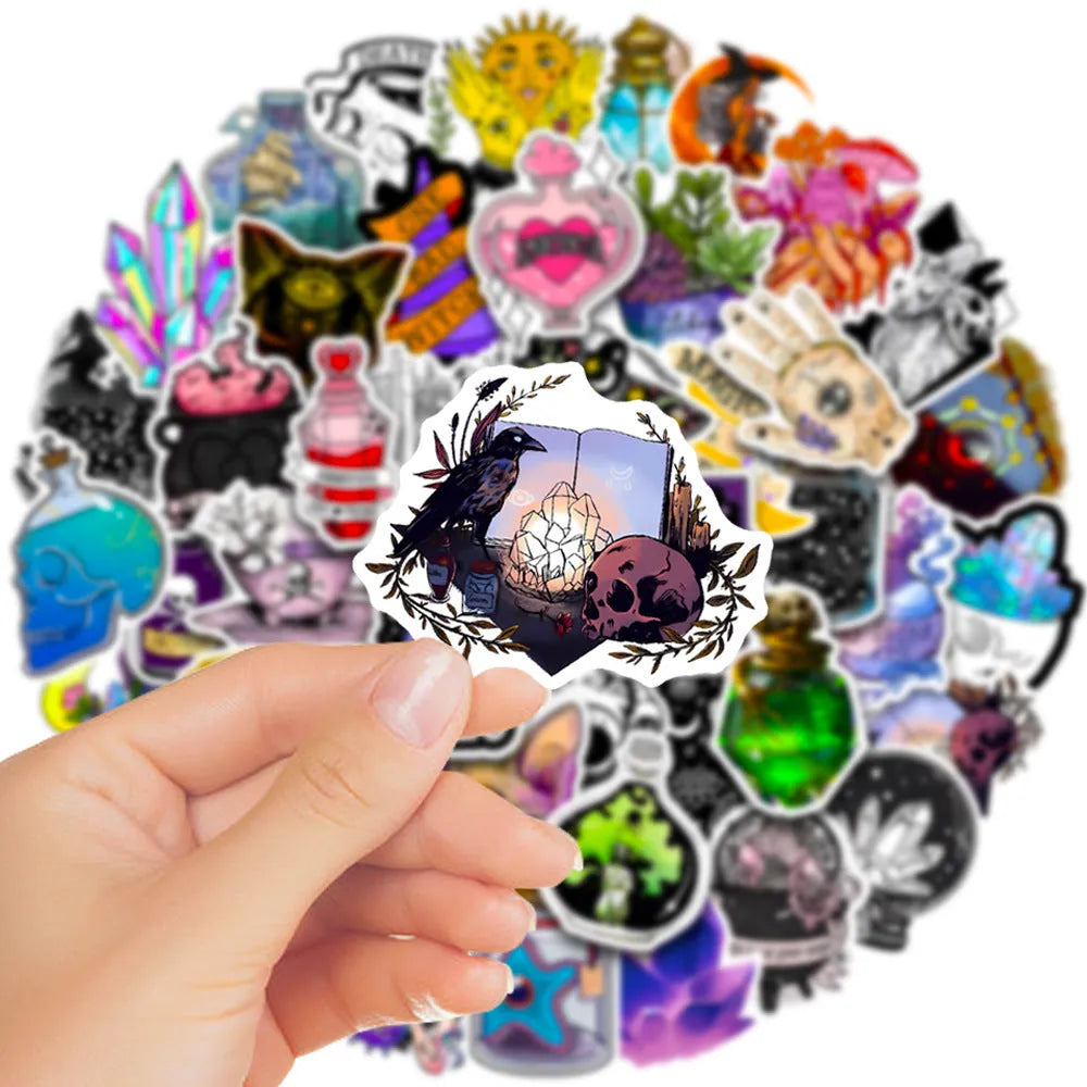 50 piece waterproof PVC luggage stickers with glossy finish for travel personalisation