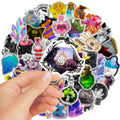 50 piece waterproof PVC luggage stickers with glossy finish for travel personalisation