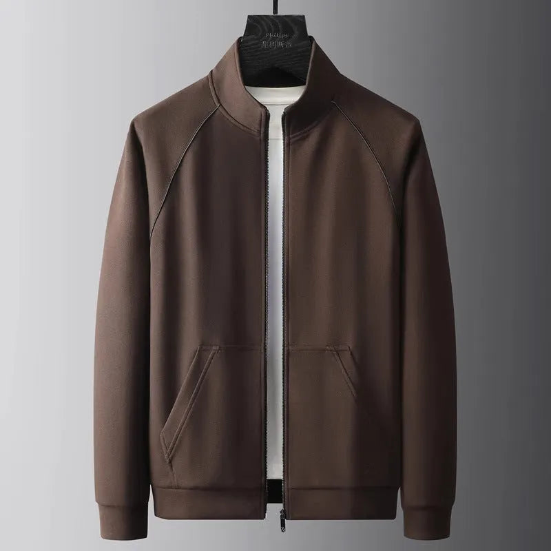 Stand collar slim fit sports tracksuit coat and trousers in vinylon fabric