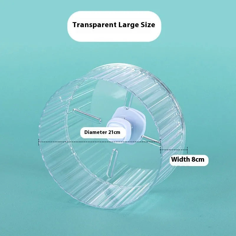 Parrot exercise running wheel toy in transparent plastic showing rotating design