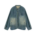 Loose casual commuting top for women in blue polyester fabric, long sleeves, straight hem, sizes M to 2XL
