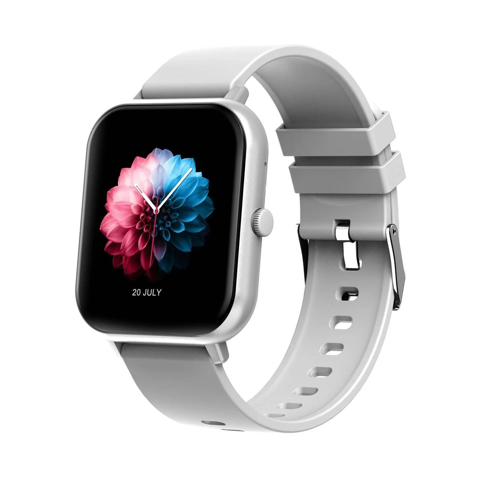 Bluetooth smart watch in black showing TFT screen with heart rate and step count display.