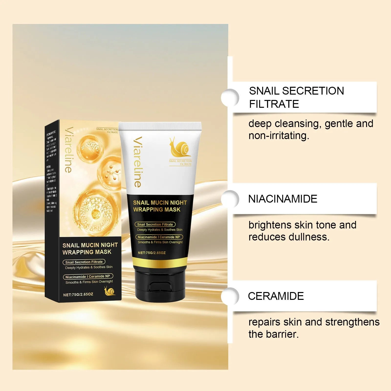 75g tube of snail mucus tearing face mask with nourishing ingredients