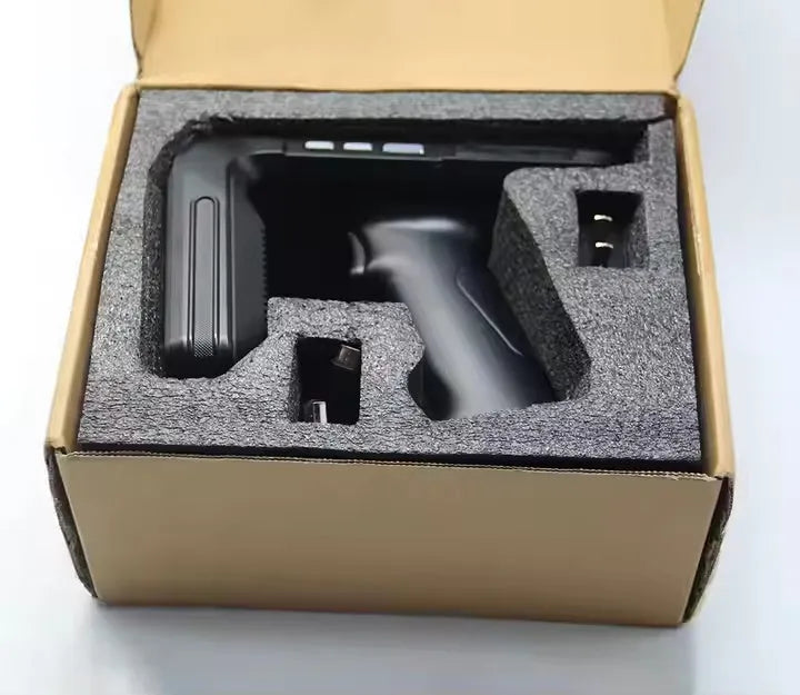 SLP-05 black Android handheld UHF RFID reader and scanner with display screen.
