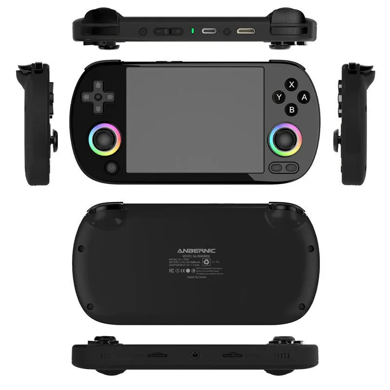 RG40XXH retro handheld game console in black, front view with screen and controls