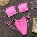 Costa Rica Bandeau Bikini Set in triangle style with double layer nylon fabric and removable chest pads in six colours