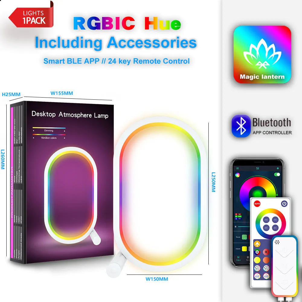 Smart RGB ambience light in black or white with USB power and Bluetooth or graffiti WIFI app control