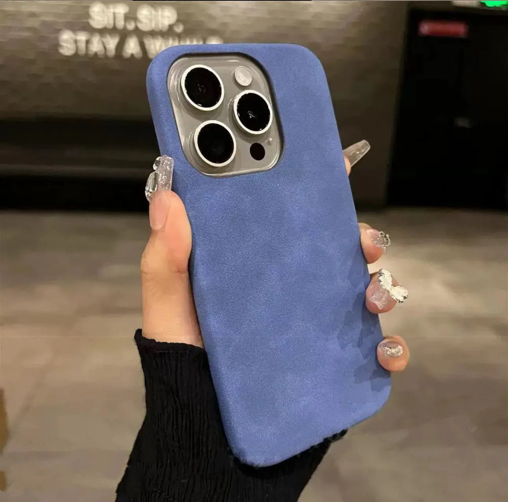 Imitation leather suede iPhone case in six colours with shockproof protection