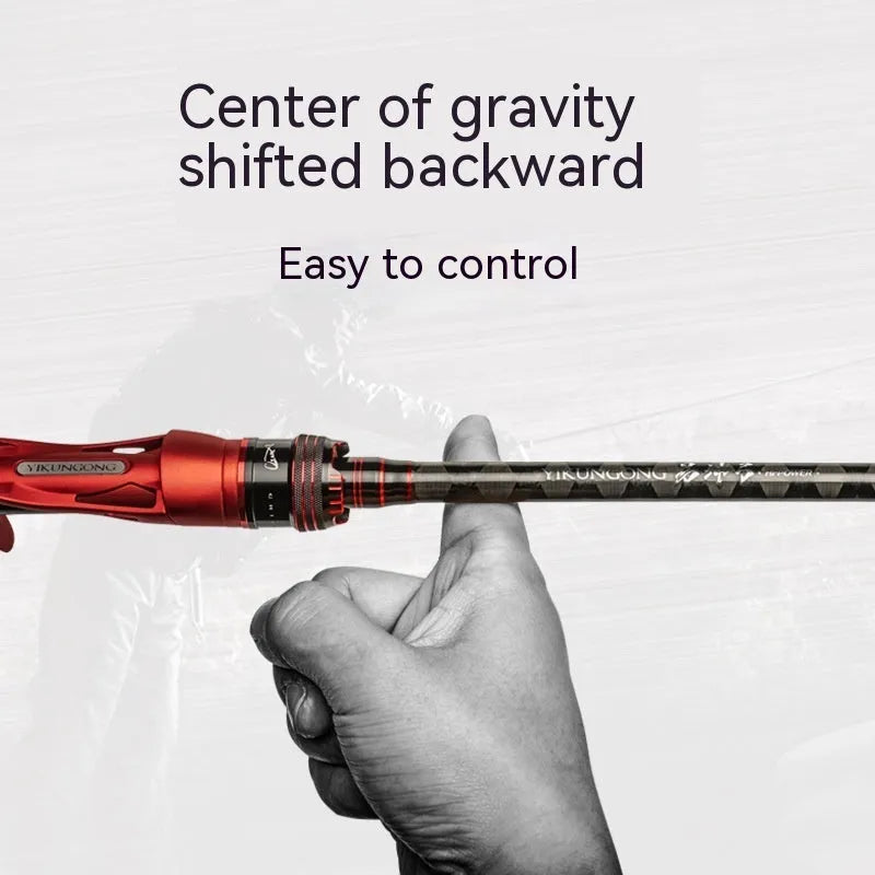 Carbon fishing rod showing straight handle and pikestaff style options for ultralight lure fishing.