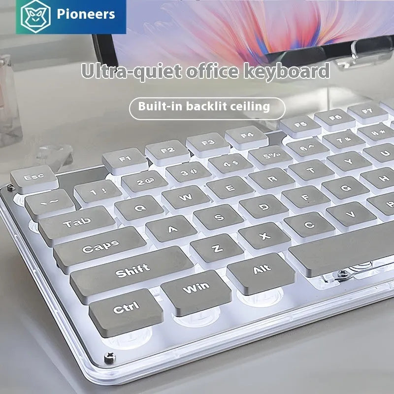 Button Mute Keyboard wired mechanical feeling keyboard with coloured backlight options