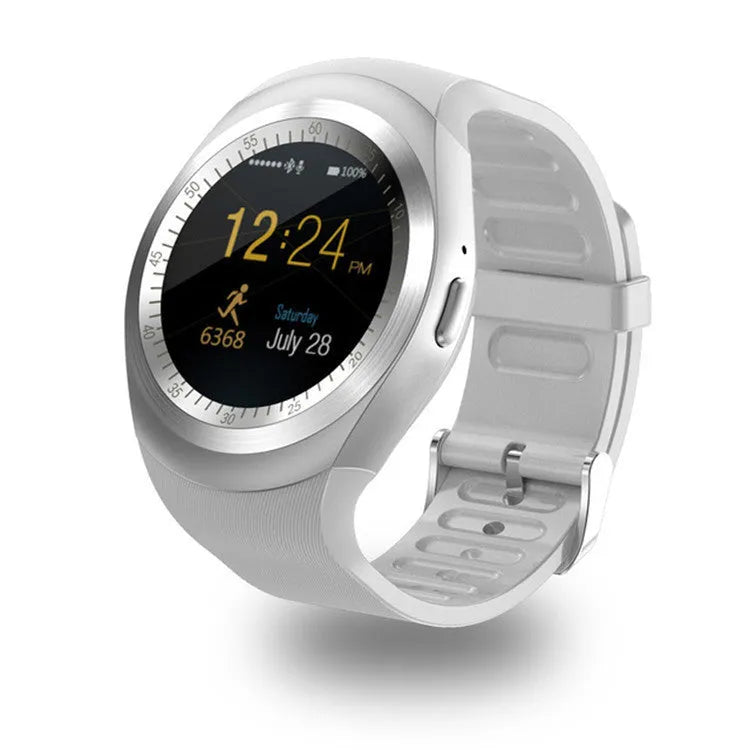 Pedometer Bluetooth card watch with 1.5 inch OLED screen, silicone sporty strap, and Android compatibility