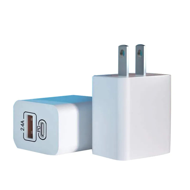 Travel charger for Android phones with USB fast charging PD interface, bare metal finish