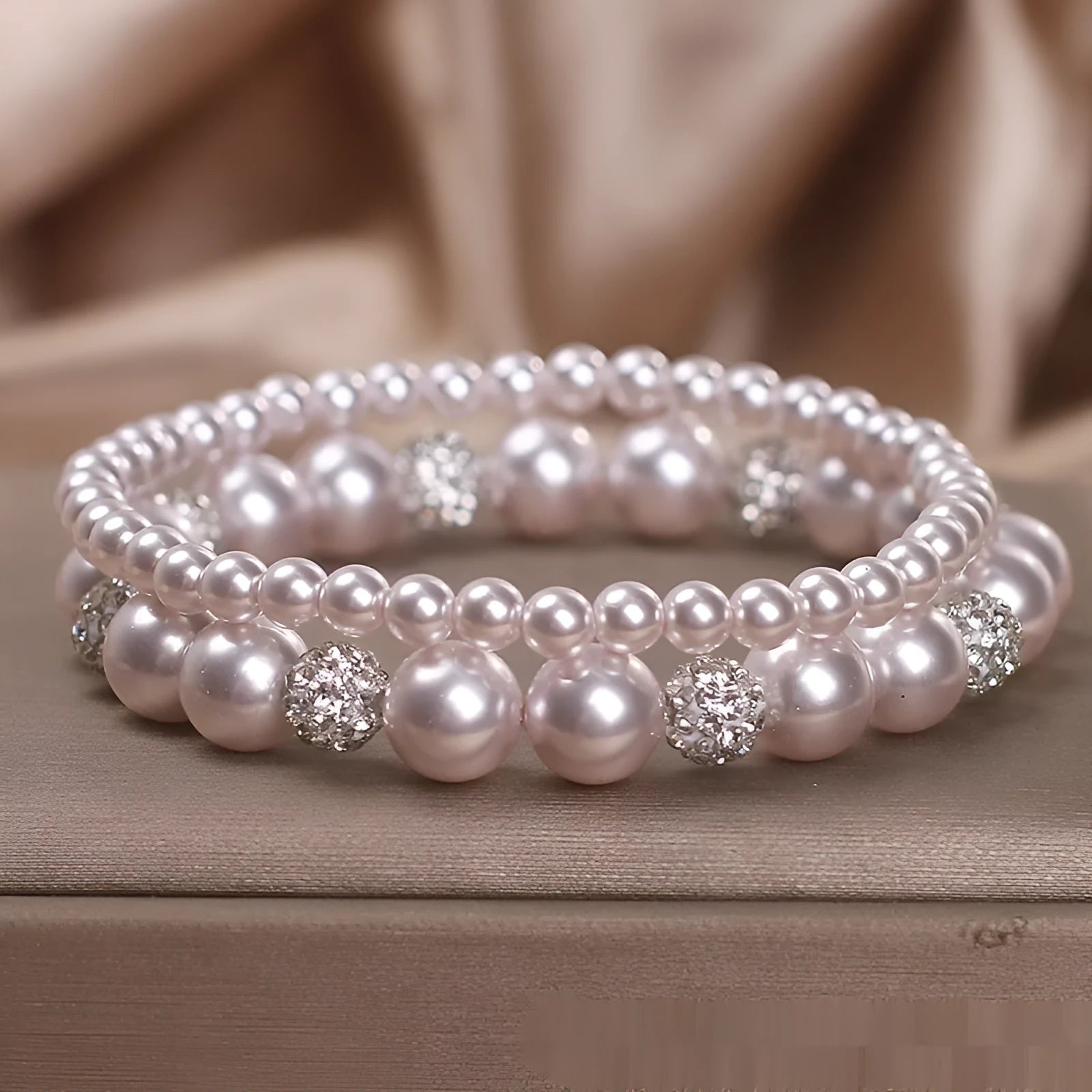 French Entry Lux rose violet micro inlay imitation pearl and zircon pink single layer bracelet for women