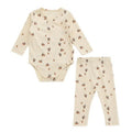 Newborn baby cotton romper two-piece suit, unisex, sizes 66-90cm, 95% cotton, top and pants set