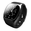 Black, white, and blue smart Bluetooth sports watch compatible with iPhone and Android