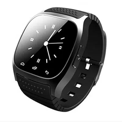Black, white, and blue smart Bluetooth sports watch compatible with iPhone and Android