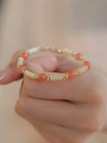 Hetian jade women's bracelet with bamboo joint design in jade or South Red colour, 6mm wide.