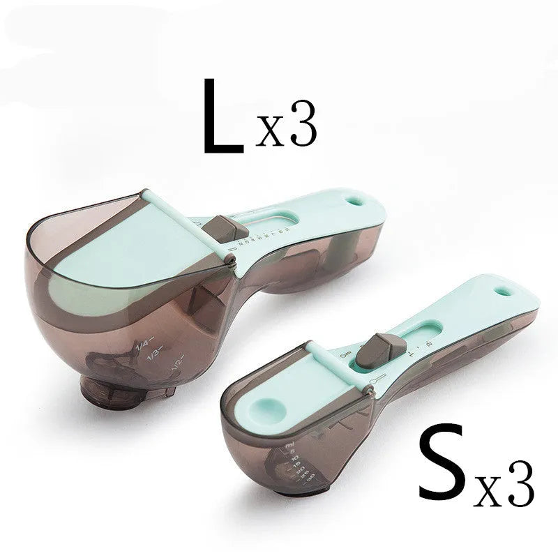 Orange and blue digital measuring spoons with magnetic base and measurement markings.