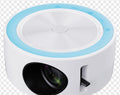 YT200 portable LED projector in black, white, yellow and white, or blue and white colours showing compact 110mm design