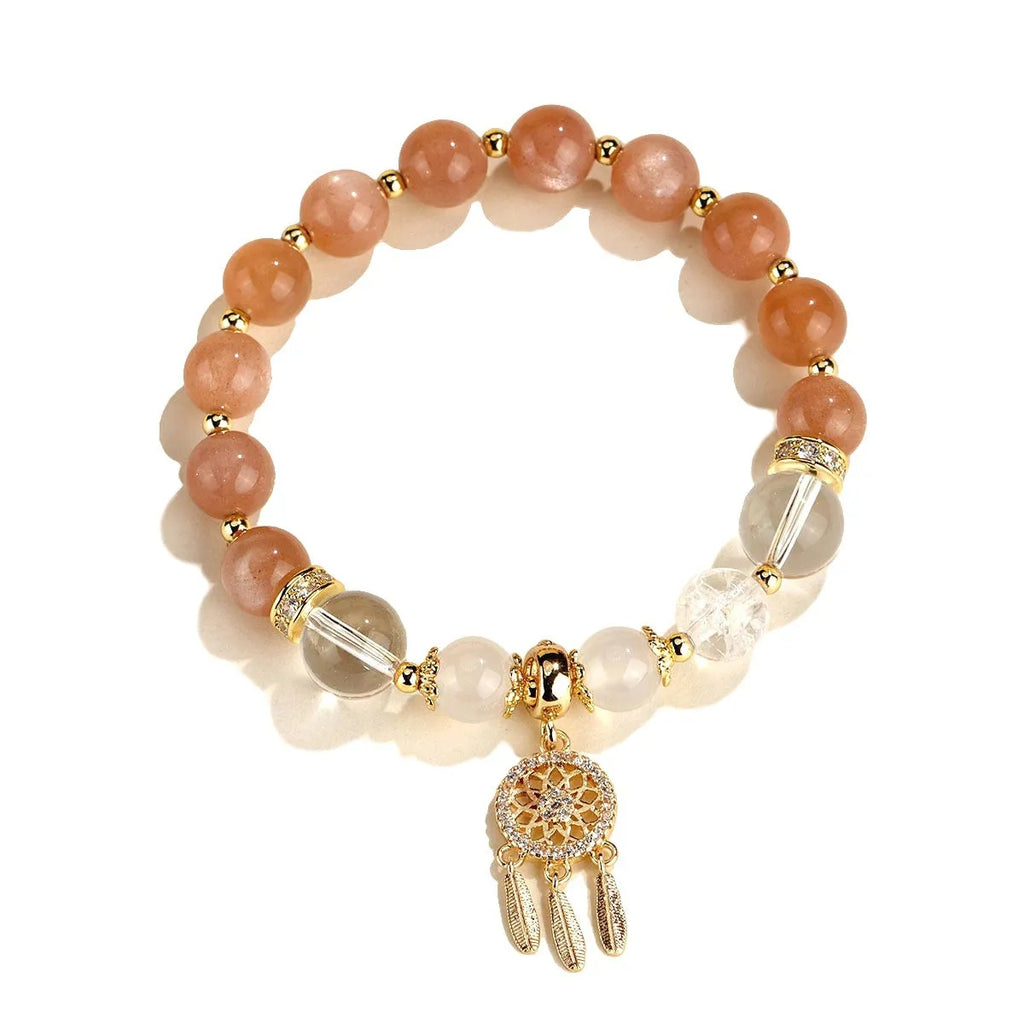 Women's Chinese style electroplated crystal tassel bracelet with diamond-shaped charms