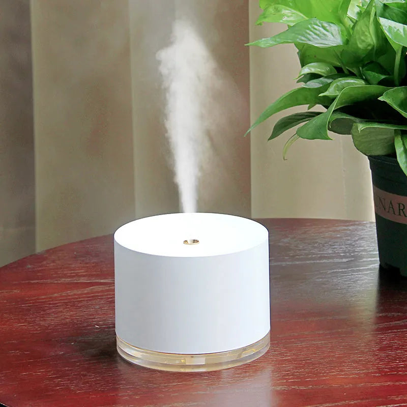 Wireless ultrasonic humidifier 780ml portable USB rechargeable with night light in white