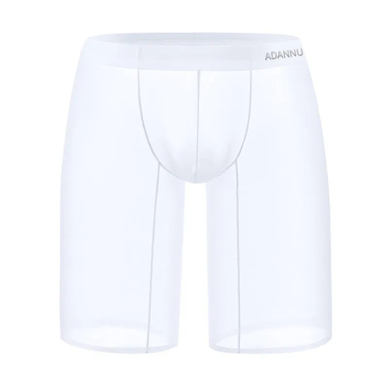 Men's solid colour mesh home shorts in knitted nylon fabric on a neutral background