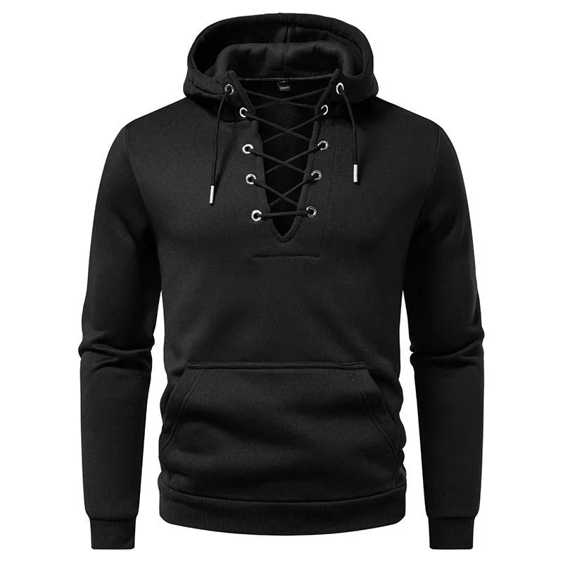 Men's zipper design hooded sweatshirt, slim fit polyester pullover in dark gray, black or navy blue, sizes S-2XL