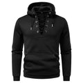Men's zipper design hooded sweatshirt, slim fit polyester pullover in dark gray, black or navy blue, sizes S-2XL