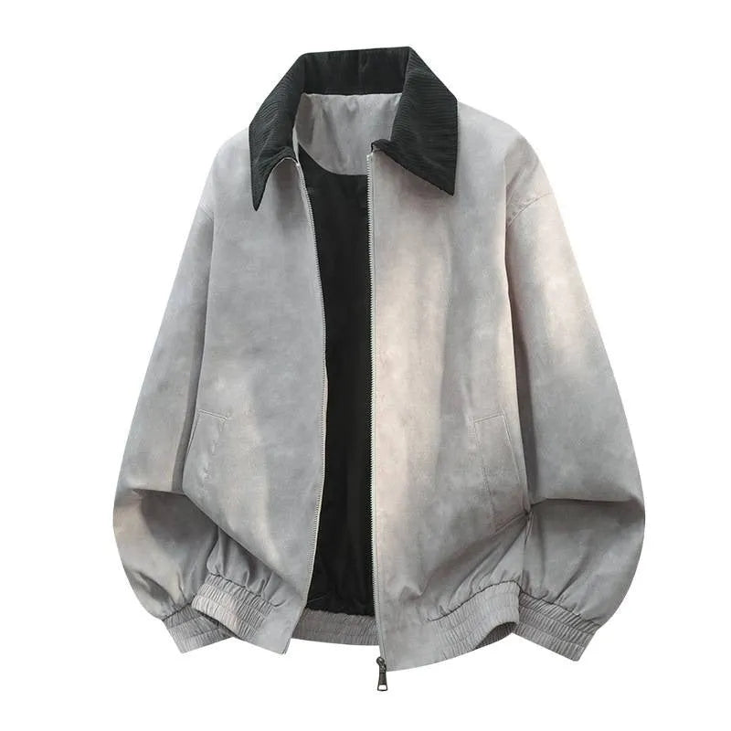Men's casual jacket with stitching lapel detail in multiple colour options showing front view.