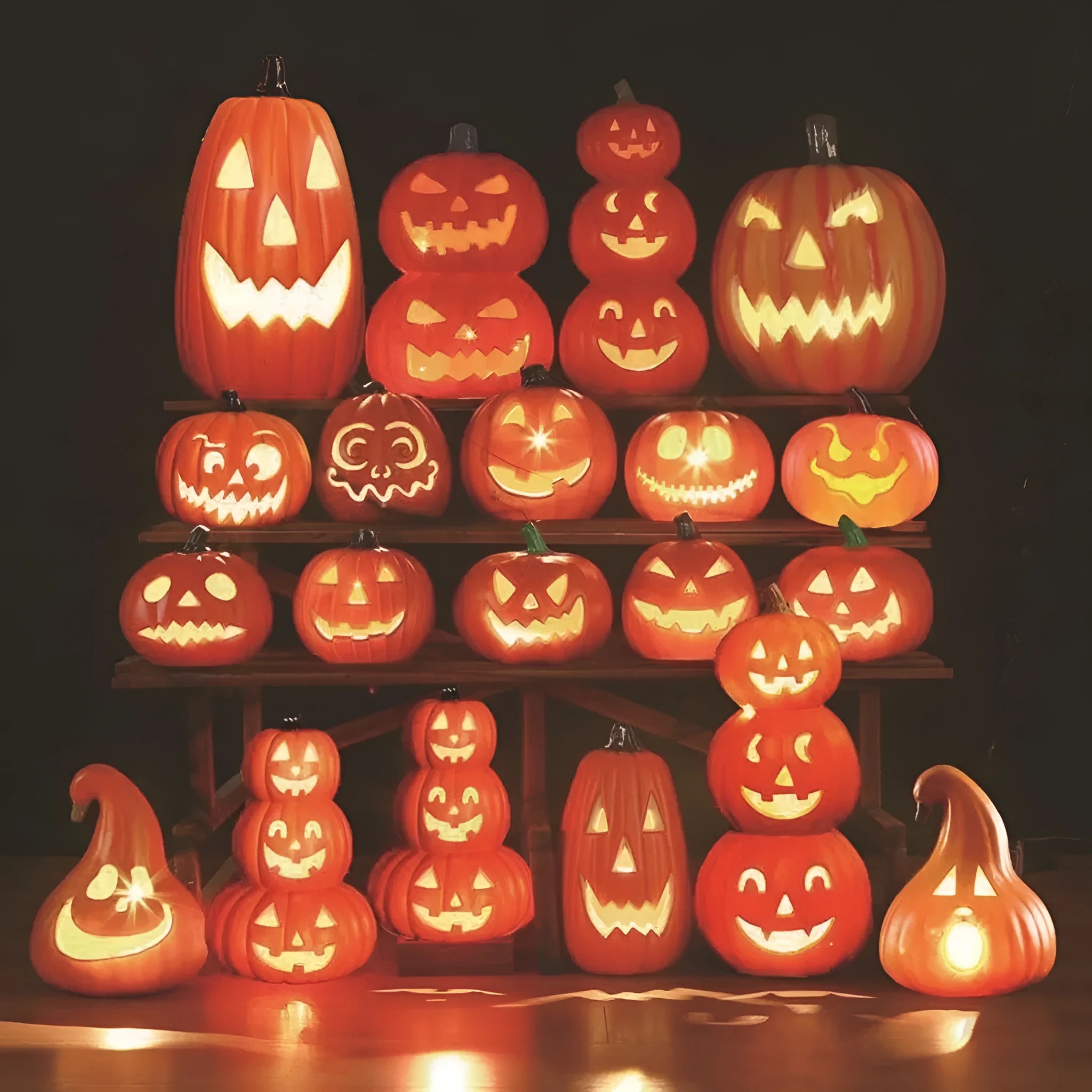Hollow-out plastic pumpkin lamp prop in European style, 30x28x26cm, for Halloween or Easter decoration