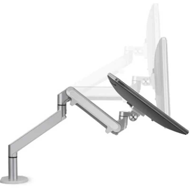 Silver aluminium alloy hover notebook air pressure arm bracket holding a laptop