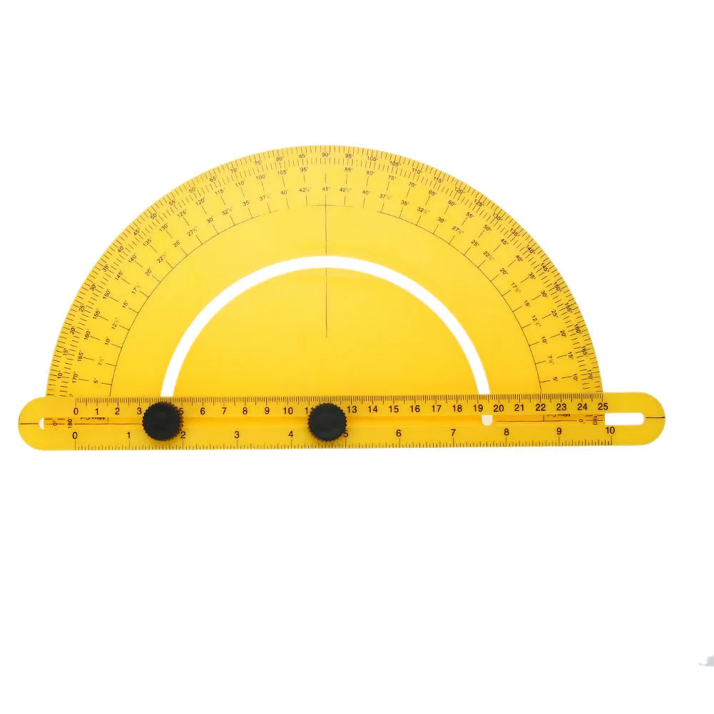 180-degree carpentry angle ruler measuring tool with ABS plastic construction and scale markings