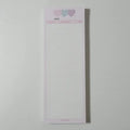 Vertical B5 half-size notepad in blue, pink, or purple cover, showing double-sided pages.