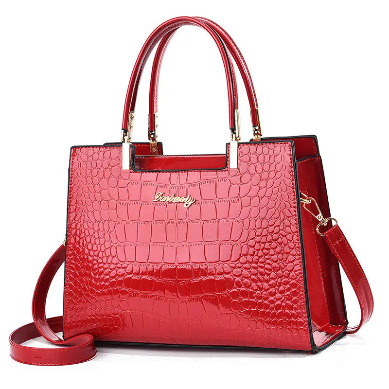 Women's one-shoulder PU handbag in horizontal square shape with medium hard construction