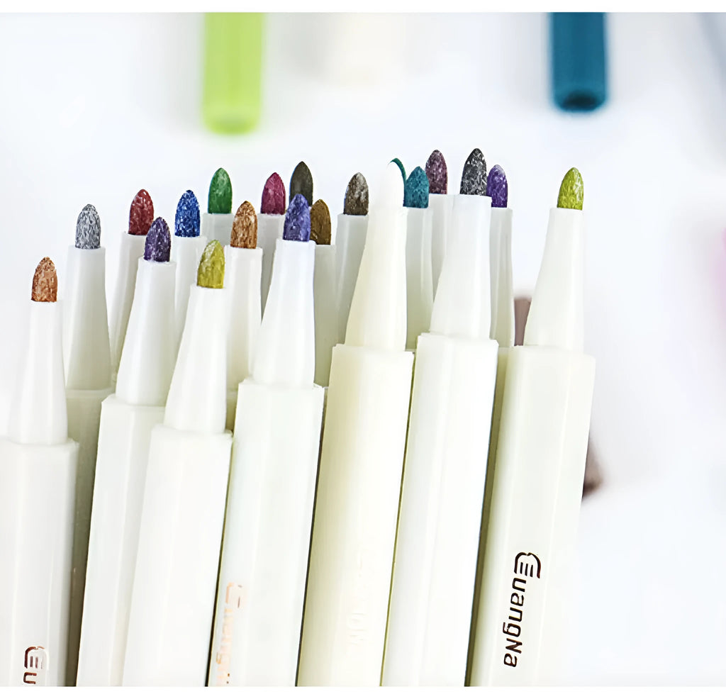 10 paint marker pens set with black, gold, silver, white colours in PP barrel 16.3cm
