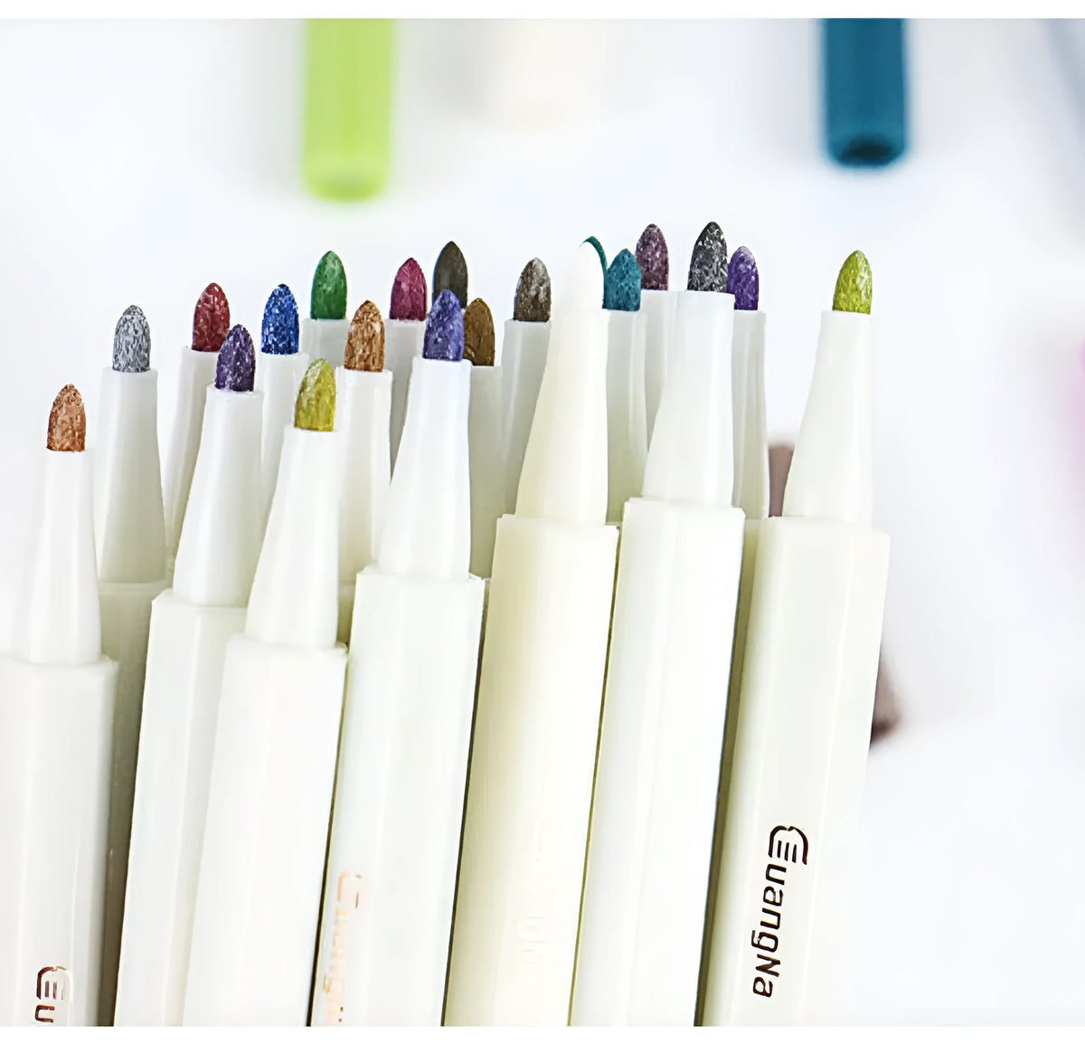 10 paint marker pens set with black, gold, silver, white colours in PP barrel 16.3cm