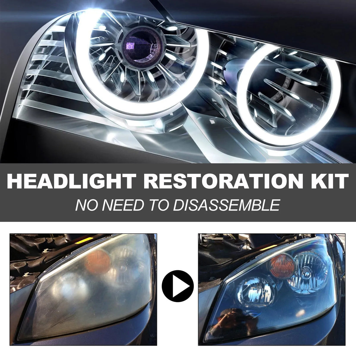 Car Ceramic Headlight Repair Kit for Polishing Renovation and Brightening Car Lights with Wet Wipes Polishing Paper Sandpaper and Polishing Disc