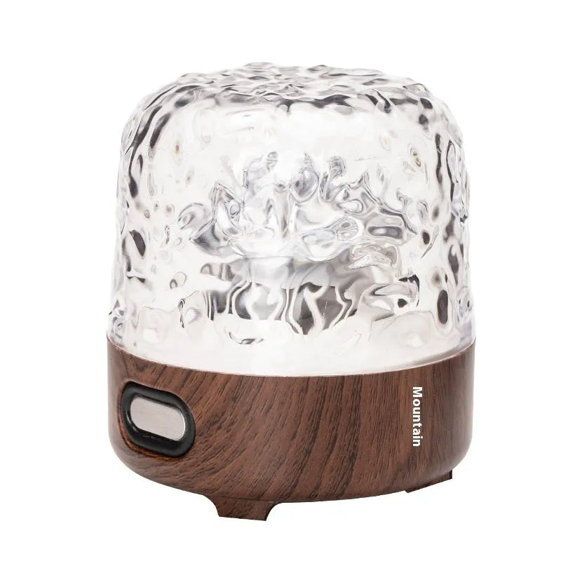 Walnut colour dynamic water ripple Bluetooth bedside table lamp with 16 colour changing modes