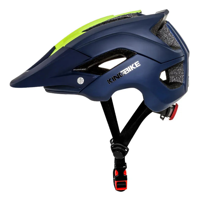 Bicycle helmet with EPS foam liner, one size, shown in black, light blue, green and dark blue colour options