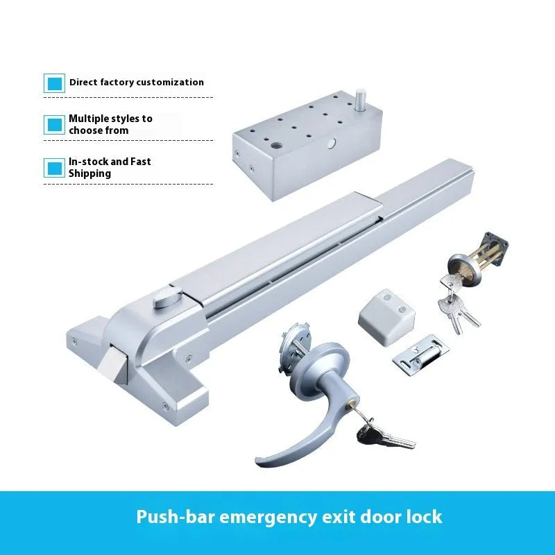 Stainless steel fire safety push door lock with external handle for 65cm single doors