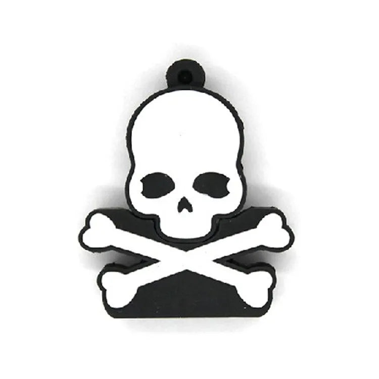 Halloween skeleton skull USB flash drive with PVC shell and attached chain