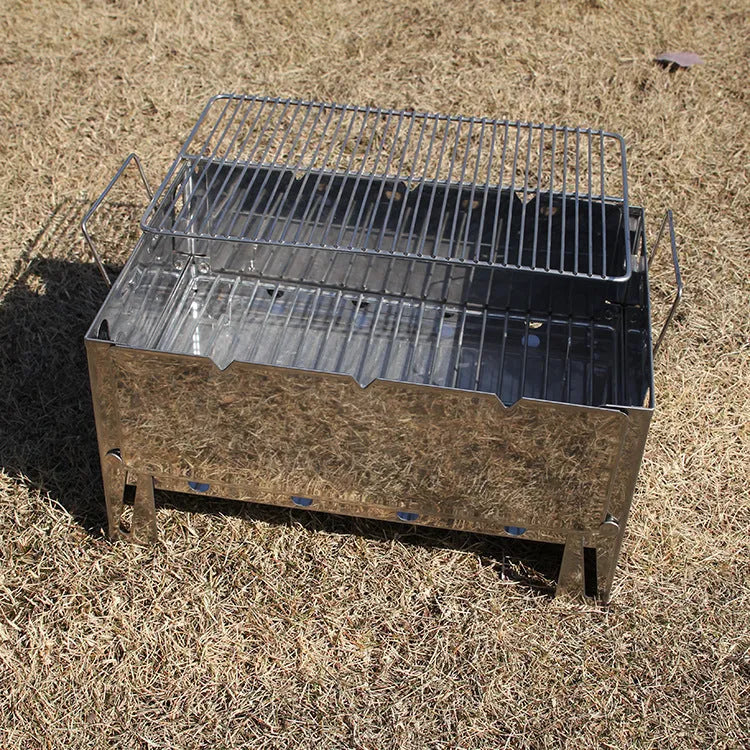 Portable black steel charcoal stove, box type, split furnace, 300 x 200 x 150mm for outdoor use