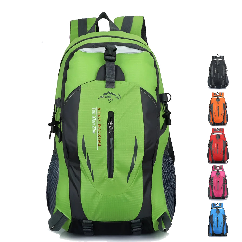 Large outdoor travel backpack in Oxford cloth with dual straps and multiple pockets