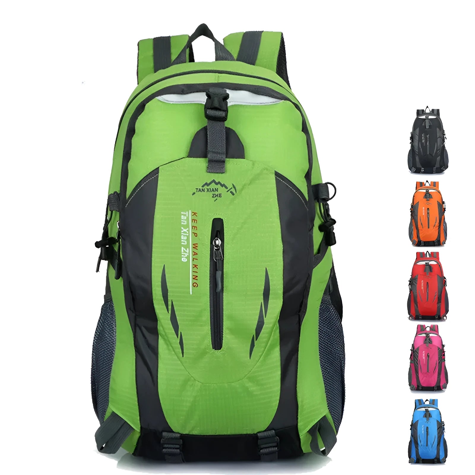 Large outdoor travel backpack in Oxford cloth with dual straps and multiple pockets