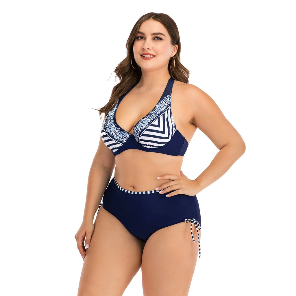 Underwire bikini with steel support and chest pads for fuller figures, polyester fibre, photo colour