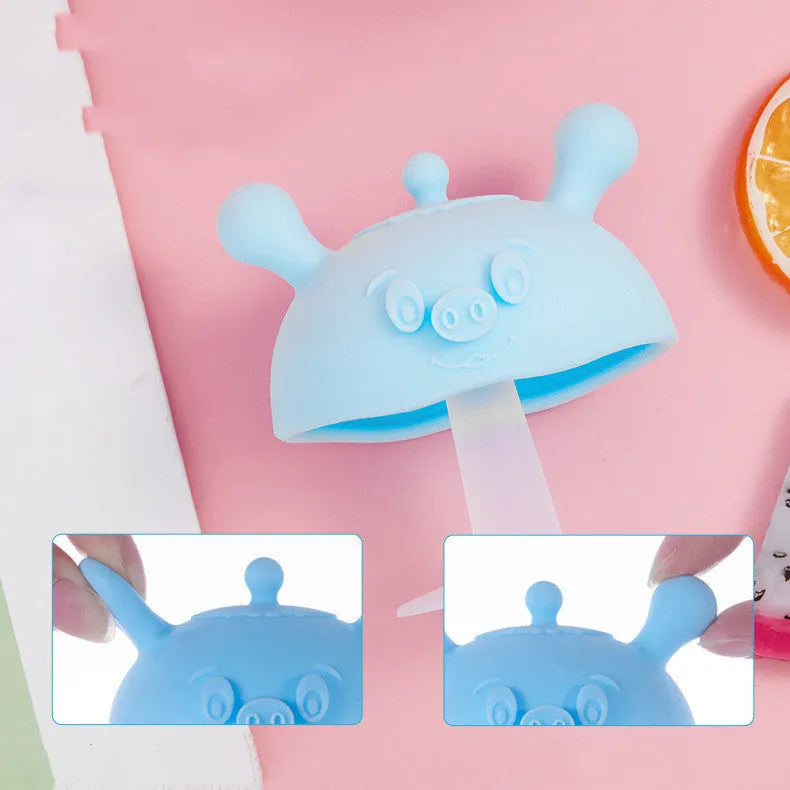 Liquid silicone baby teether for infants over 6 months, single pack, pink or blue colour options