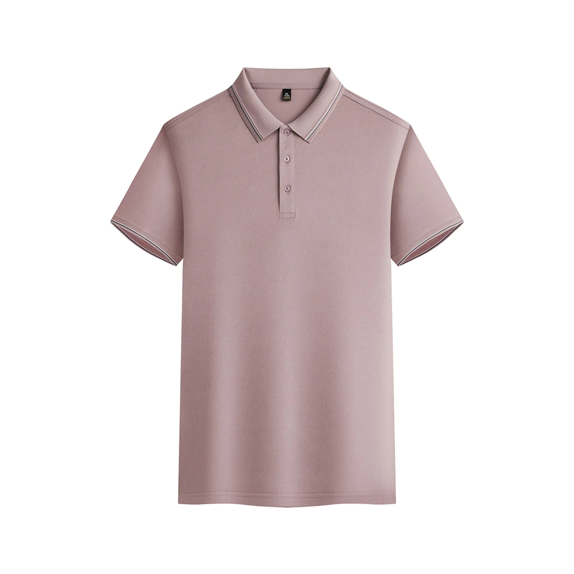Men's solid colour quick-dry polyester polo shirt in navy blue with short sleeves