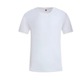 White patterned cotton pullover top with short sleeves on a hanger